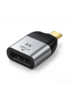 Type-C to DisplayPort 1.4 Çevirici Mini Adaptör - 8Kya Kadar Destek - USB-Cden DP Görüntü Dönüştürücü - Alüminyum Gövde - Laptop Tablet Telefon Uyumlu - Tak Çalıştır
