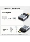 Type-C to DisplayPort 1.4 Çevirici Mini Adaptör - 8Kya Kadar Destek - USB-Cden DP Görüntü Dönüştürücü - Alüminyum Gövde - Laptop Tablet Telefon Uyumlu - Tak Çalıştır