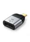 Type-C to DisplayPort 1.4 Çevirici Mini Adaptör - 8Kya Kadar Destek - USB-Cden DP Görüntü Dönüştürücü - Alüminyum Gövde - Laptop Tablet Telefon Uyumlu - Tak Çalıştır