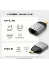 Type-C to Ethernet Çevirici Mini Adaptör - 1000 Mbpse Kadar Hız - USB-Cden RJ45 Gigabit LAN Dönüştürücü - Alüminyum Gövde - Windows/macOS/Linux Uyumlu - Tak Çalıştır