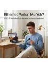 Type-C to Ethernet Çevirici Mini Adaptör - 1000 Mbpse Kadar Hız - USB-Cden RJ45 Gigabit LAN Dönüştürücü - Alüminyum Gövde - Windows/macOS/Linux Uyumlu - Tak Çalıştır