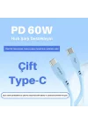 Type-C to Type-C Silikon PD Hızlı Şarj Kablosu Mavi