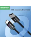 Type-C to USB-A RGB Aydınlatmalı 3A Hızlı Şarj ve Data Kablosu 1 Metre