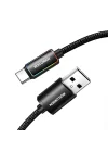 Type-C to USB-A RGB Aydınlatmalı 3A Hızlı Şarj ve Data Kablosu 1 Metre