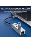 USB 2.0 to 100Mbps Ethernet Çevirici ve 3 Portlu USB Hub Çoklayıcı