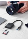 USB 3.0 TF SD Kart Okuyucu, Siyah