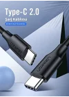 USB C to USB C 3A Hızlı Şarj ve Data Kablosu Beyaz 50 CM