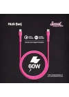 USB-C - USB-C 120cm 60W PD/QC Hızlı Şarj/Data Kablosu Neon 2DK59N (Neon Pembe)