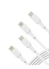 USB-C - USB-C Kablosu (1M/3.3ft), iPhone 15, iPhone 15 Pro, iPhone 15 Pro Max, iPhone 15 Plus, Galaxy S23, S22, Not, Piksel, iPad Pro, USB-C Kablosu için USB-C Hızlı Şarj Kablosu - Beyaz (2li