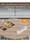 USB C ve 2 USB A ile 4 Yollu Çoklu Priz, 7si 1 Arada Çoklu Priz Uzatma Kablosu 2M, Anahtarlı Çoklu Fiş, 3600W Dağıtım Prizi Çoklu Priz, USBli Çoklu Priz