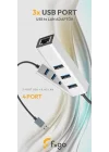 USB to LAN ve 3x USB Alüminyum Adaptör Gri