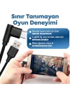 USB to Type-C ile Uyumlu iPhone ve Samsung ile Uyumlu Hızlı Şarj ve Data Kablosu 40 cm L Tipi Gaming (Siyah)