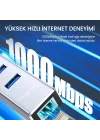 USB ve Type-C Gigabit Ethernet Adaptörü 3 Port USB 3.0 Çoklayıcı Hub