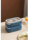 Vagonlife Çift Katmanlı Paslanmaz Çelik Beslenme Kabı-1600 ml Beslenme Kutusu (Mavi)