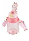 Vagonlife Taşıma Askılı Pipetli 800 ml Çocuk Su Matarası Sticker Hediyeli Pembe