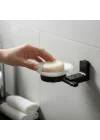 Vidalı Sabunluk Siyah Duvara Monte Banyo Sabunluk Mat Siyah Paslanmaz Modern Tasarım Şık Model