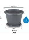 Villa Saksı Tabaklı No: 8 14 Litre, 36 Cm, Antrasit