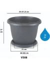 Villa Saksı Tabaklı No: 8 14 Litre, 36 Cm, Antrasit