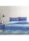 Wave Renkli Klişe Pamuk Nevresim Takımı, Mavi, Çift Kişilik