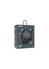Wireless 5.0 Stereo Kedi Kulak Üstü Bluetooth Kulaklık Siyah