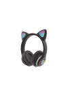 Wireless 5.0 Stereo Kedi Kulak Üstü Bluetooth Kulaklık Siyah