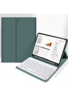 Xiaomi Redmi Pad 2 11inç 2025 ile uyumlu Kılıf Kablosuz Klavyeli Case Mobax Türkçe Klavye Koyu Yeşil