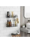 Yapışkanlı 2 Katlı Banyo Rafı Duş Şampuanlık Duvar Düzenleyici Organizer