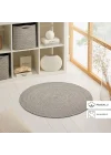 Yıkanabilir Gri Kırçıllı Pamuklu Halı Kilim Ø 80 cm