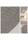 Yıkanabilir Gri Kırçıllı Pamuklu Halı Kilim Ø 80 cm