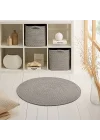 Yıkanabilir Gri Kırçıllı Pamuklu Halı Kilim Ø 80 cm