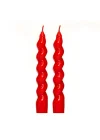 Yılbaşı 2li Twirl Glow Kırmızı Şamdan Mum Seti (18 cm)