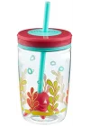 Yüzen Ahtapot Pipetli Tritan Bardak 470 ml, Mavi