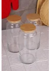 Zone - 3lü Cam Saklama Kabı 1300ml Vakumlu Bambu Kapaklı
