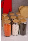 Zone - 9lu Cam Saklama Kabı 1300ml Vakumlu Bambu Kapaklı