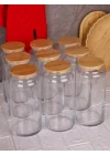 Zone - 9lu Cam Saklama Kabı 1300ml Vakumlu Bambu Kapaklı