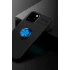 Mey İthalat®   iPhone 12 Kılıf Range Yüzüklü Silikon - Siyah-Mavi