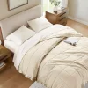 Windom Luxury Microfiber Down Alternative Blanket with 3M Moisture Management Ivory 108x90 King Size Quilted Premium Soft Cozy 3M Scotchgard Moisture Microfiber For Bed, Couch or Sofa