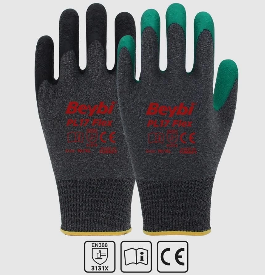 Mey İthalat® Beybi PL17 Flex Likralı İpten Örme Lateks Eldiven NO:9