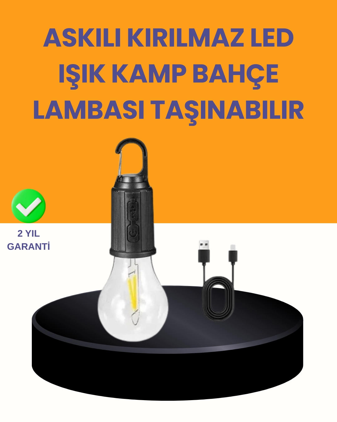 Mey İthalat® Akıllı Sensörlü USB Şarjlı Kamp Lambası