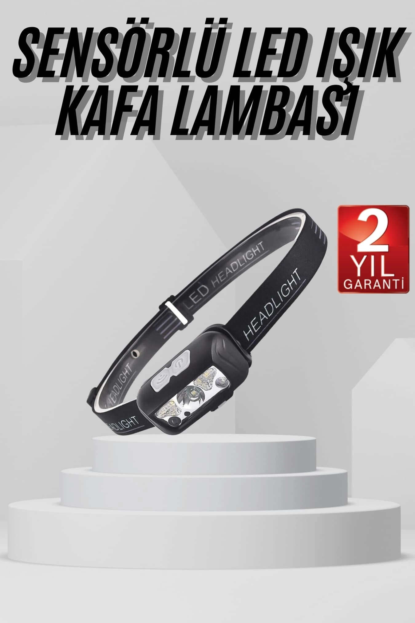 Mey İthalat® Sensörlü Şarjlı Type-c Şarj Işıklı Kafa Lambası Kamp Lambası