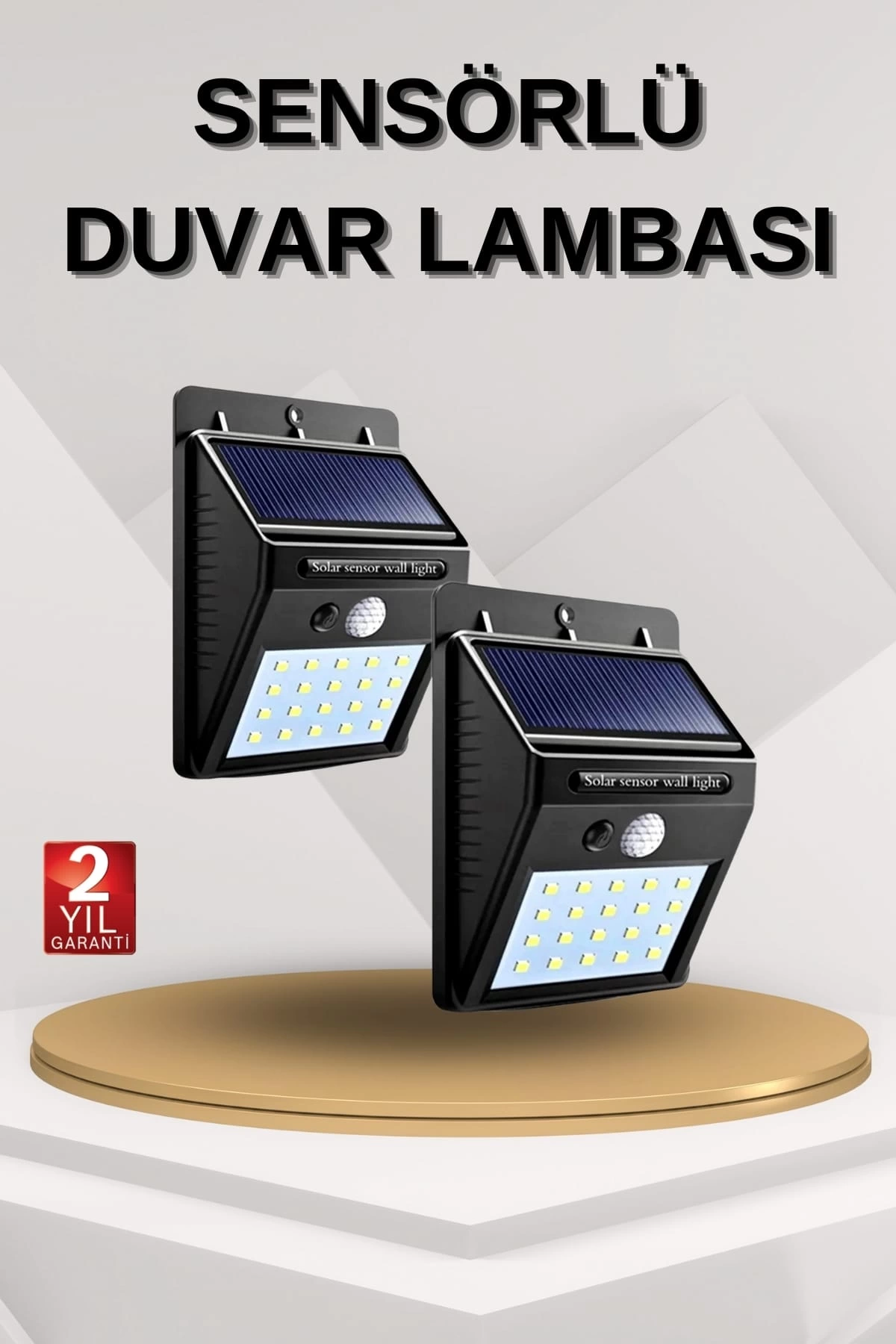 Mey İthalat® Solar Sensörlü Duvar Lambası Bahçe Lamba 20 Led Işık