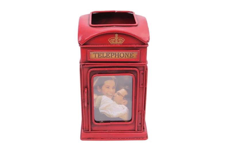 Dekoratif Metal Londra Telefon Kulbesi Kalemlik Ve ereveli
