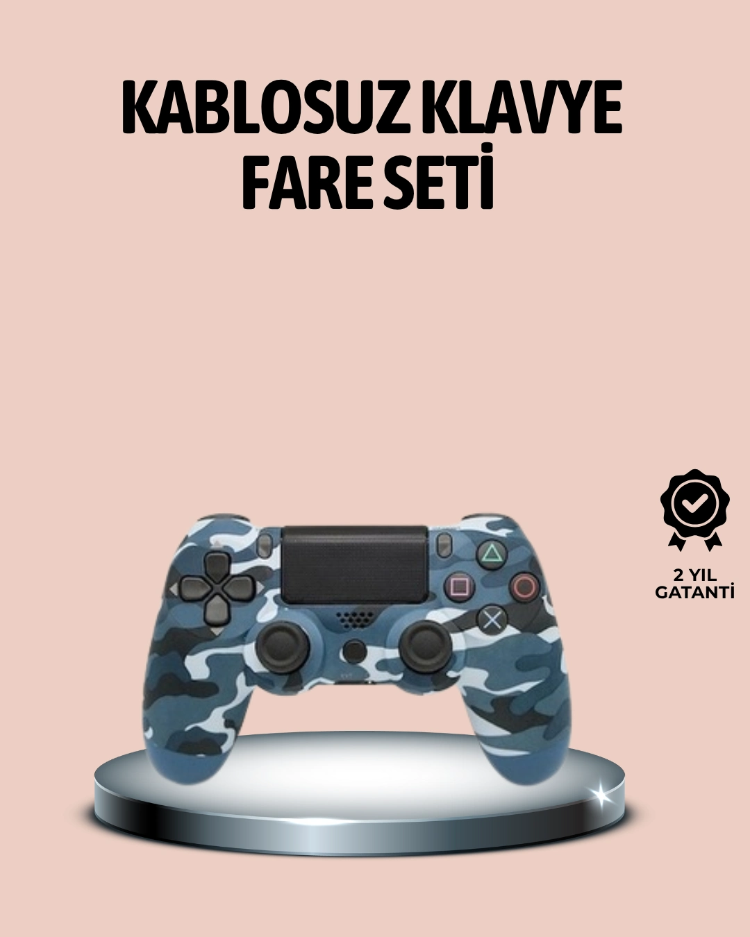 Mey İthalat® Bluetooth Kablosuz PS4 Gamepad Çift Motorlu Siyah Controller
