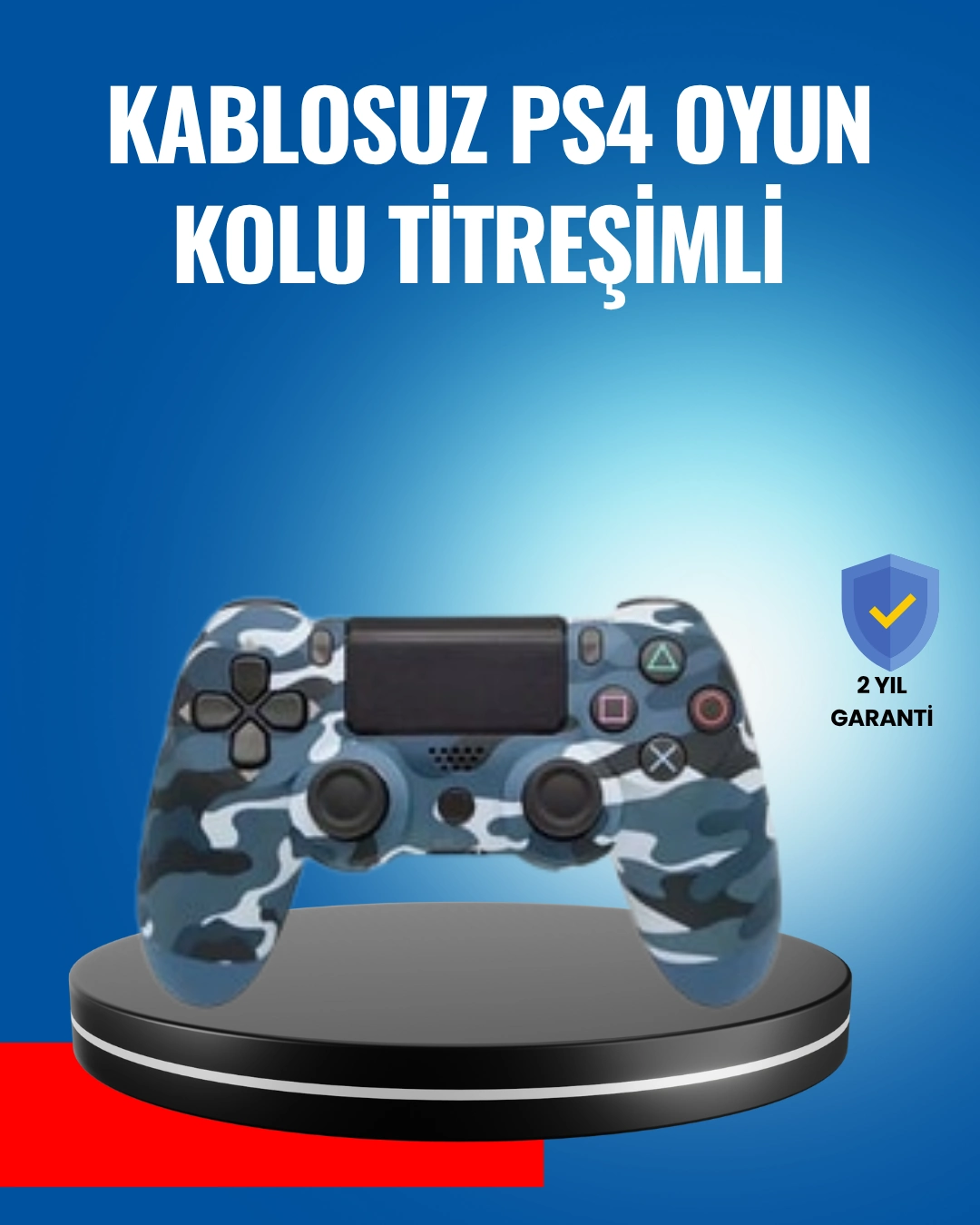 Mey İthalat® Bluetooth Kablosuz PS4 Gamepad Çift Motorlu Siyah Controller