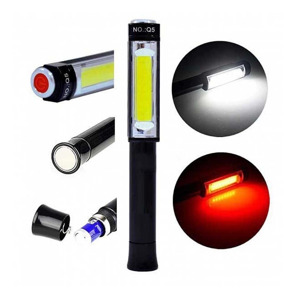 Ps-Q5 Pilli Mknatsl Cob Led alma Tamir Krmz Ik El Feneri