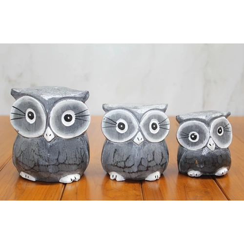 Ahşap 3lü Baykuş Seti Polos:2