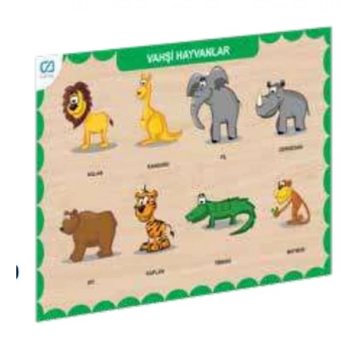 Ahşap Vahşi Hayvanlar Eğitici Set