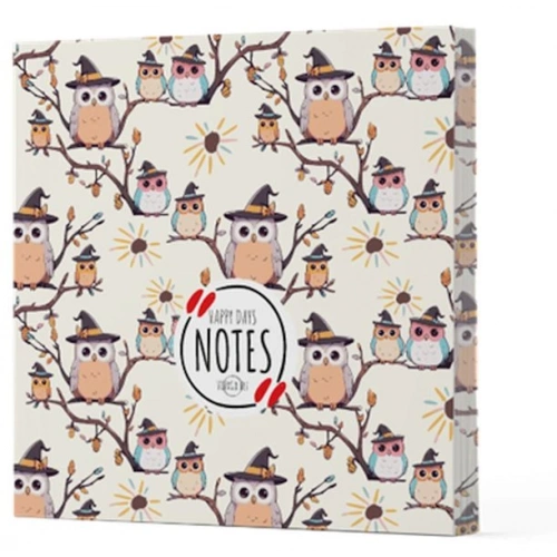 Baykuş 7 - Çizgisiz Yan Boyamalı Defter