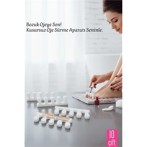 BFS 10 Çift  Oje Sürme Aparat - Parmak Ayırıcı Sünger  Esnek Ayak Aparatı