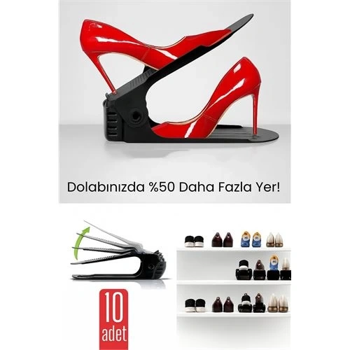 BFS 10lu Ayakkabı Düzenleyici Set – Çift Katlı Tasarım | Dolap İçi Alan Tasarrufu | Ayarlanabilir Yükseklik